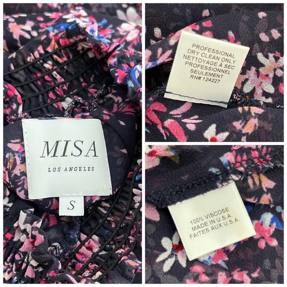 MISA Los Angeles Savanna Asymmetrical Mini Dress Ditsy Multi Ruffle Romantic S - Picture 17 of 17